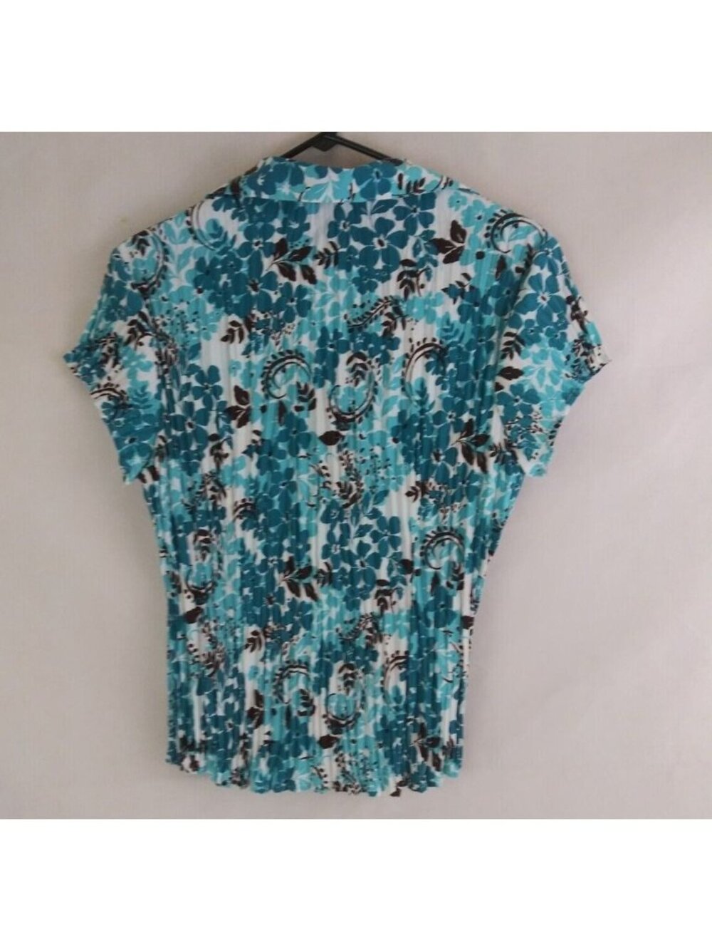 East 5th Women's Ruched Colorful Floral Button-Up Blouse Size PXL